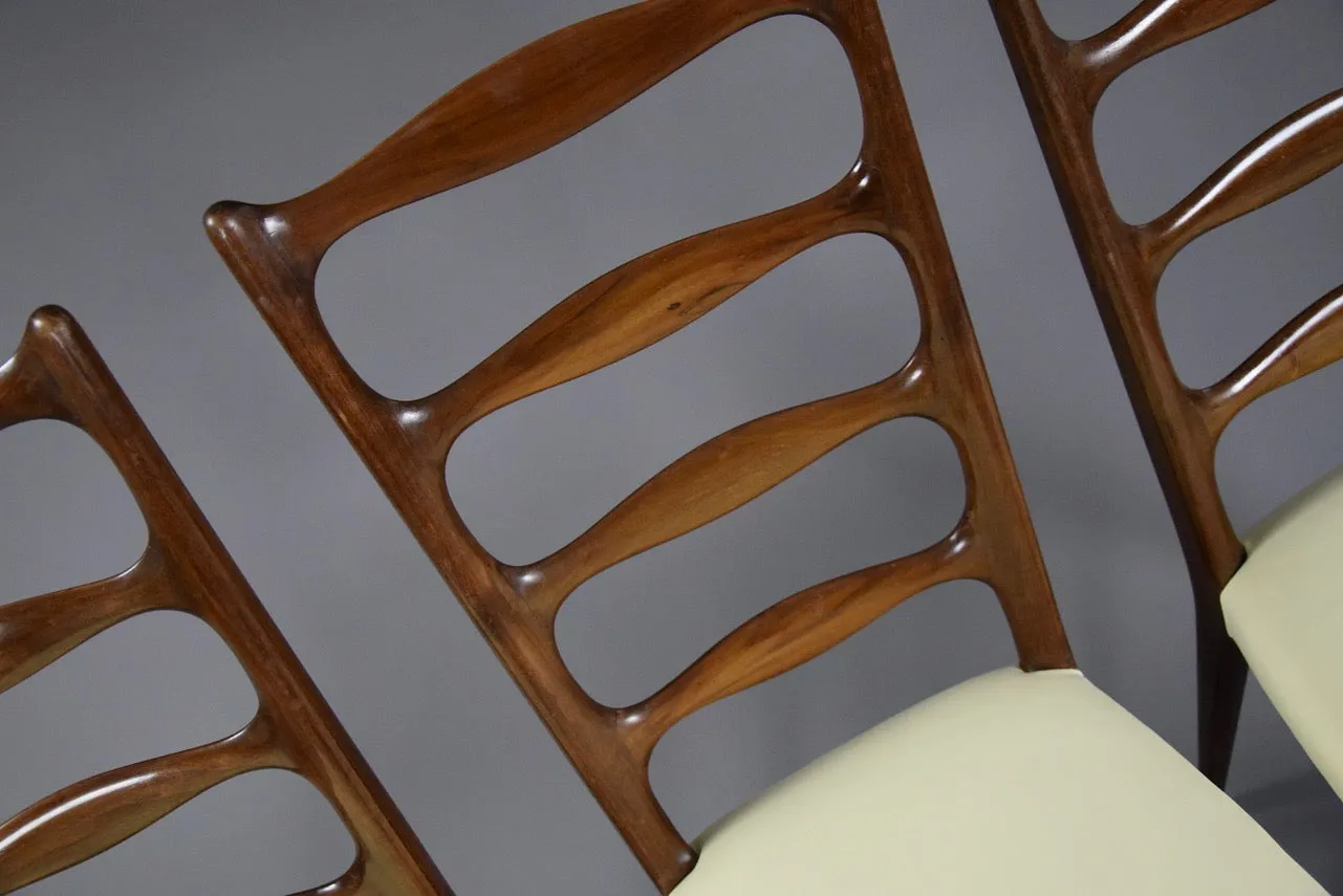 5 Italian Mid Century Walnut Dining Chairs by Paolo Buffa