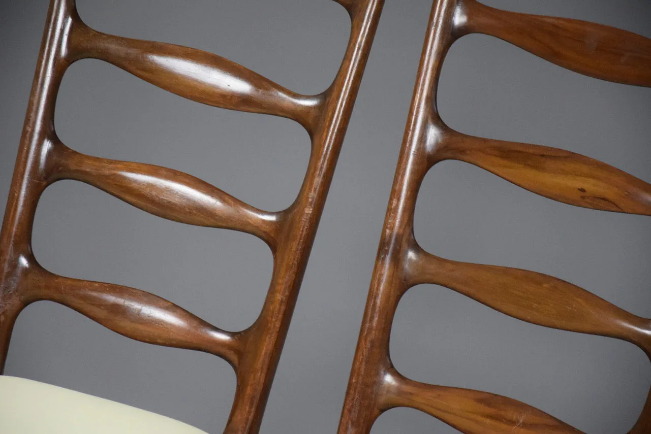 5 Italian Mid Century Walnut Dining Chairs by Paolo Buffa