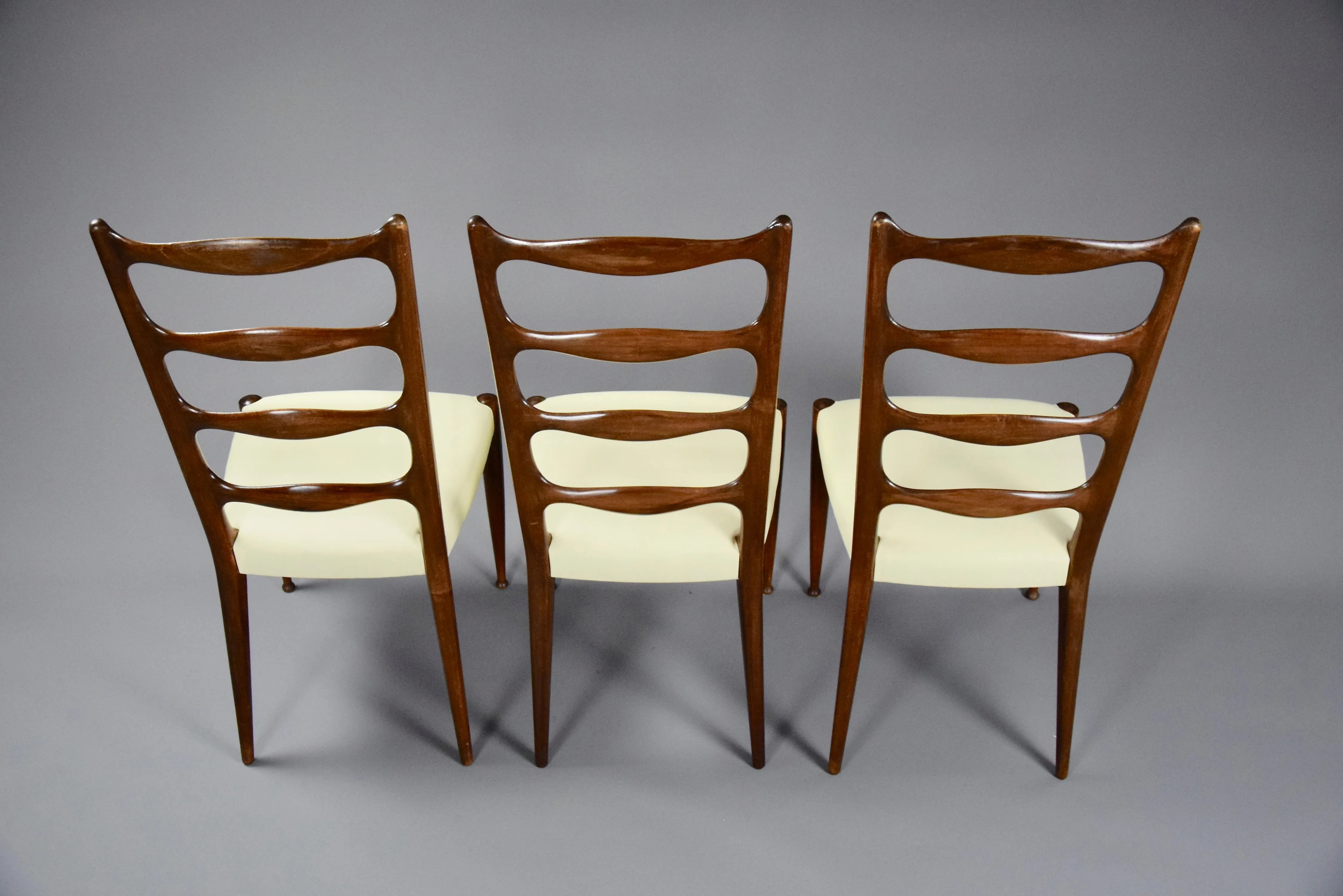 5 Italian Mid Century Walnut Dining Chairs by Paolo Buffa