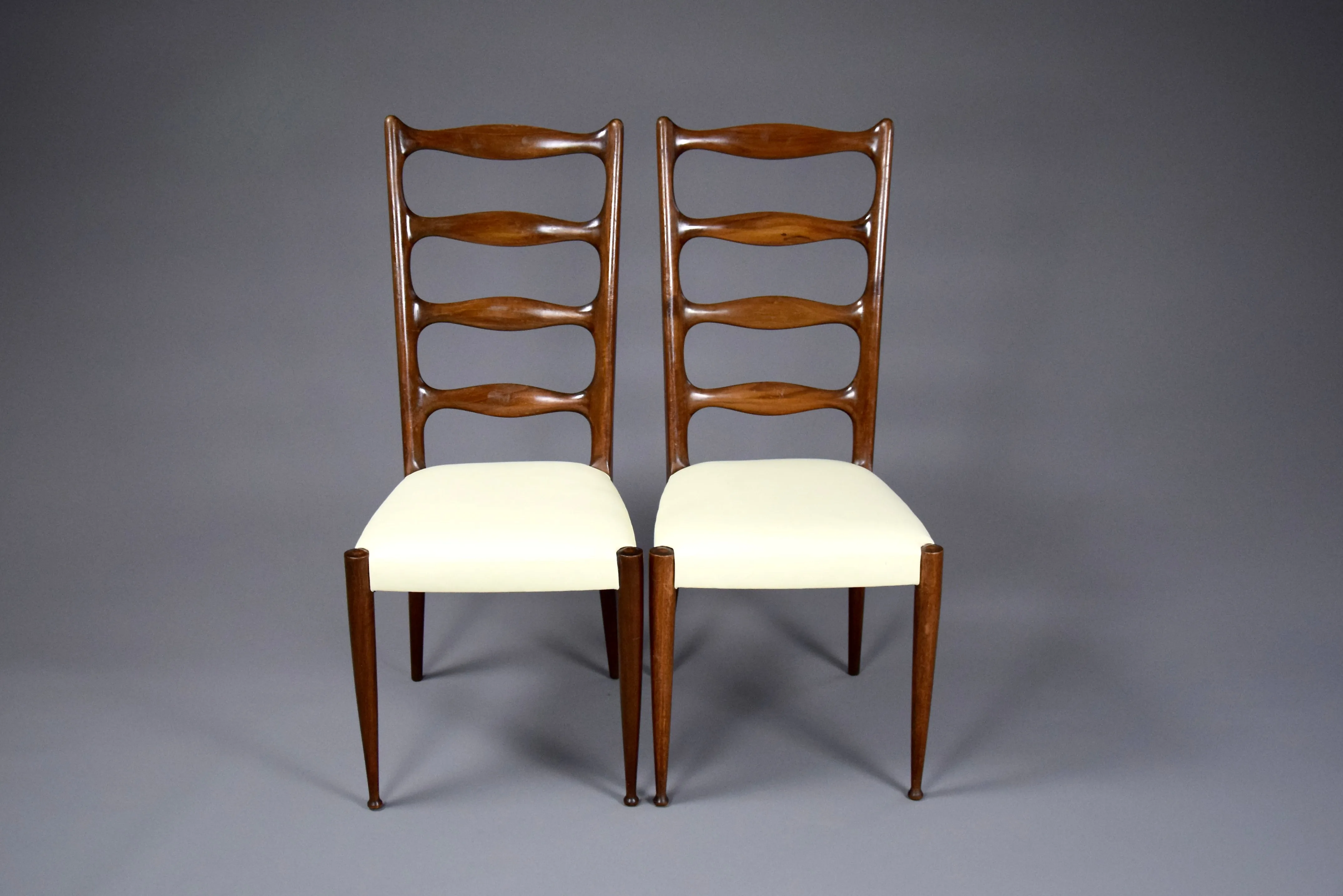 5 Italian Mid Century Walnut Dining Chairs by Paolo Buffa