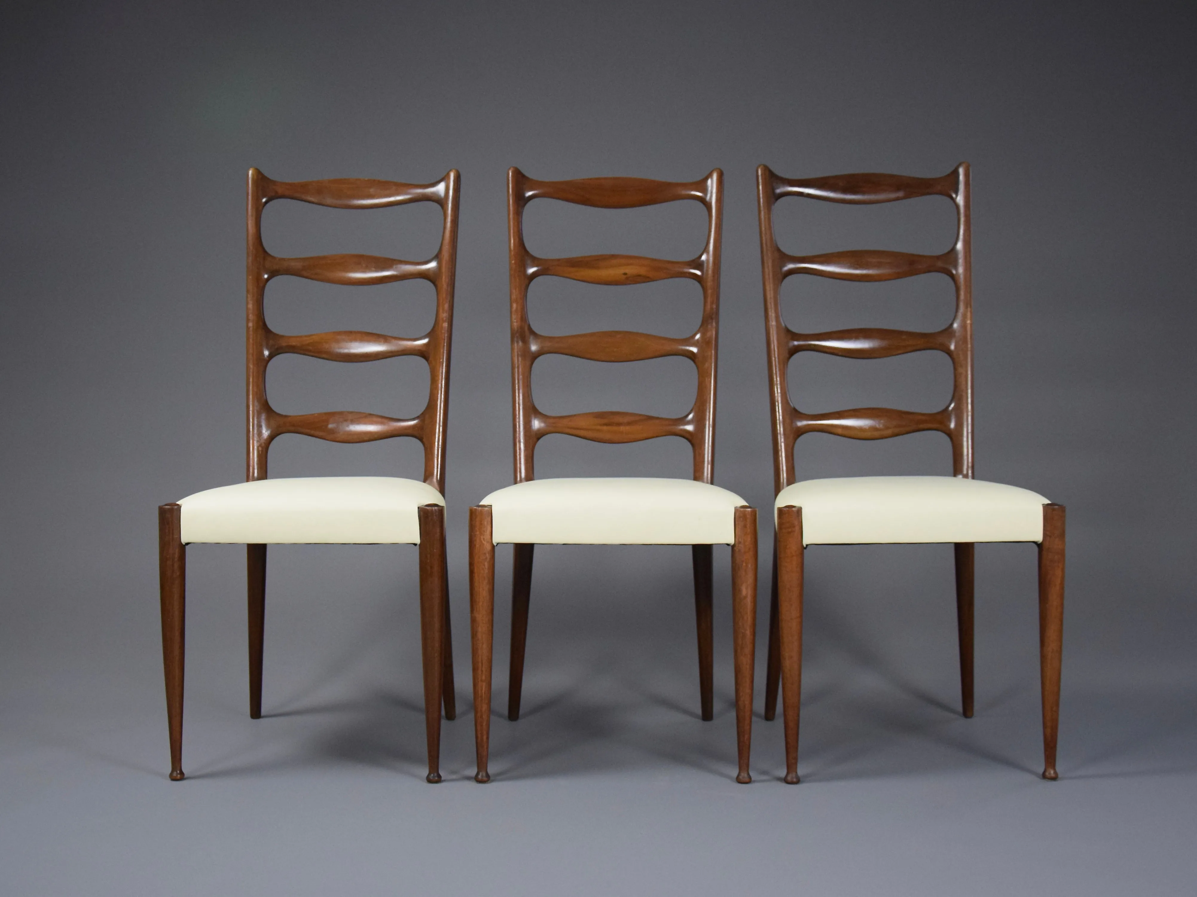 5 Italian Mid Century Walnut Dining Chairs by Paolo Buffa