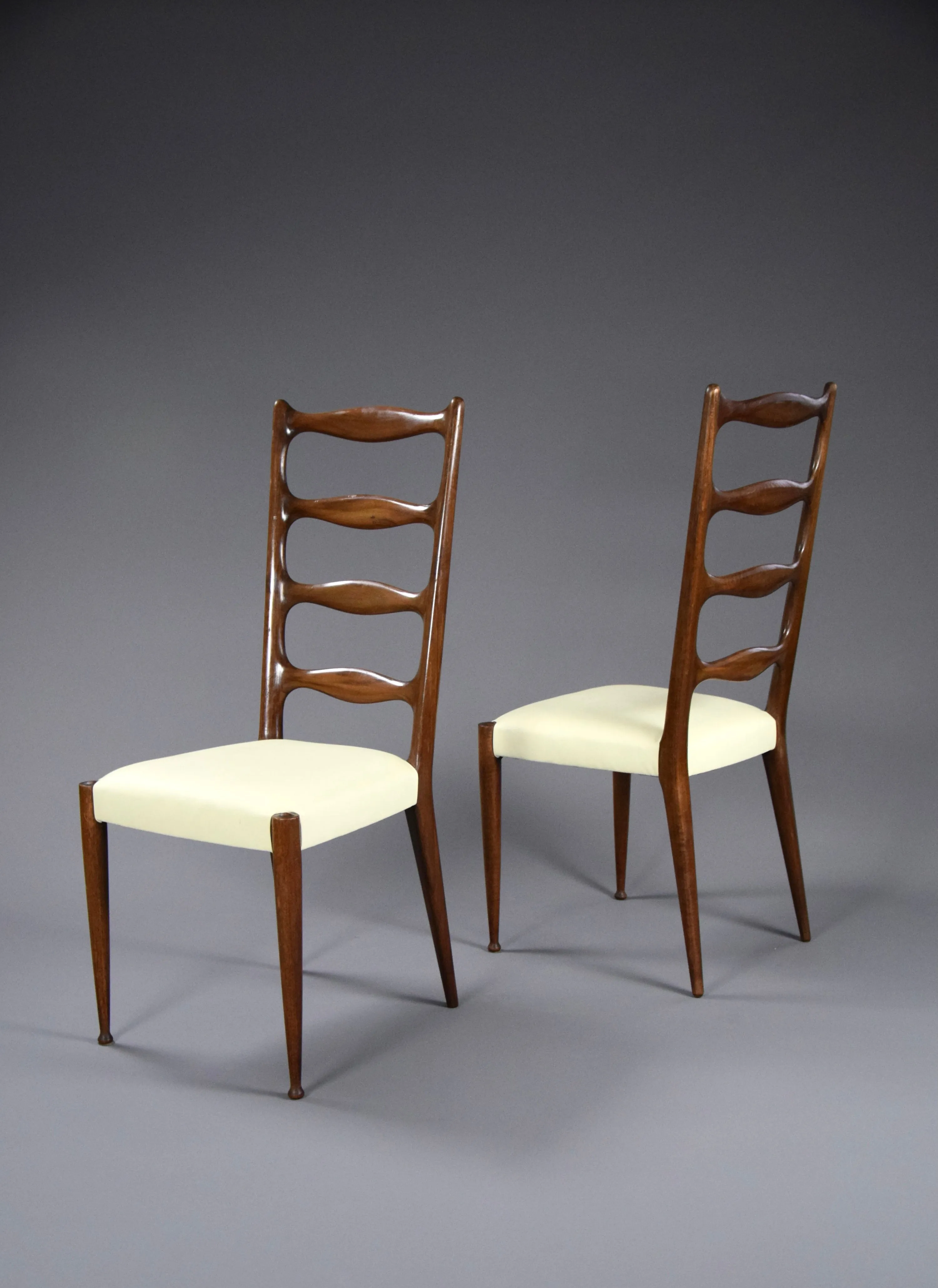 5 Italian Mid Century Walnut Dining Chairs by Paolo Buffa