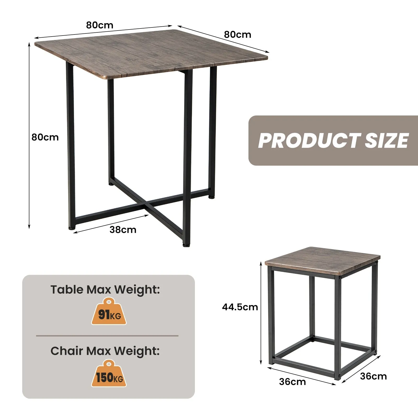 5 Piece Dining Table Set with Foot Pads