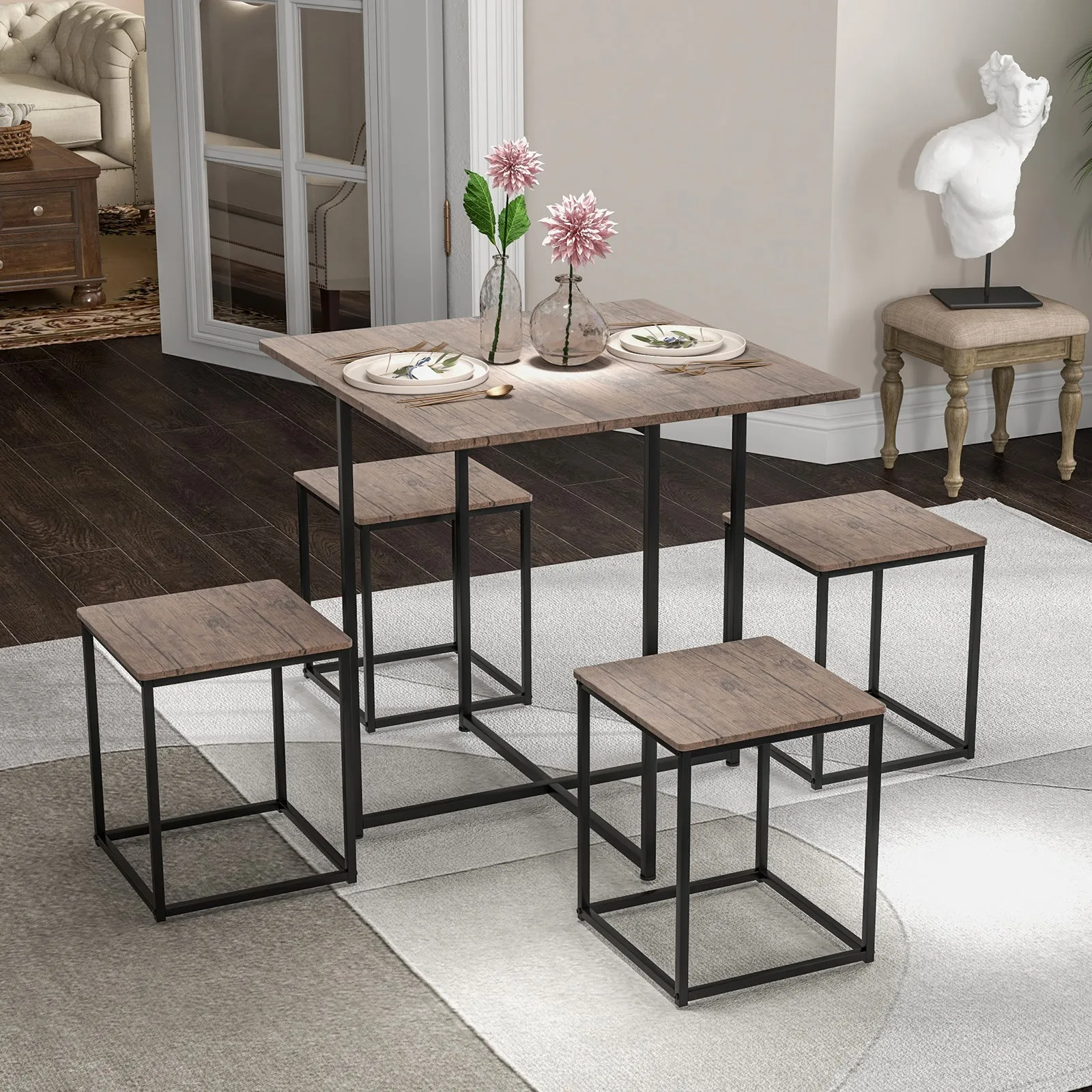 5 Piece Dining Table Set with Foot Pads