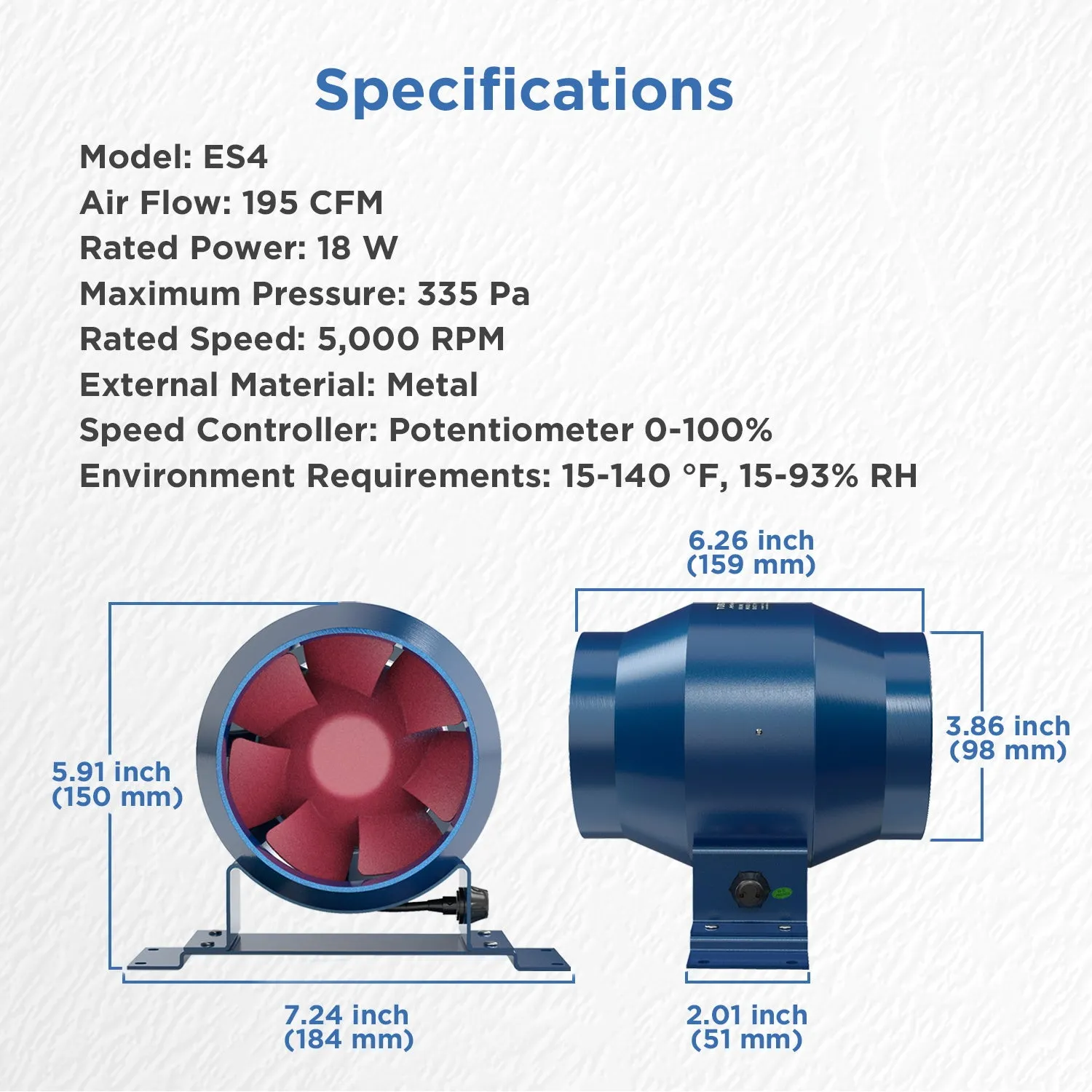 Airsupply ES4 Inline Duct Fan