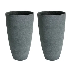 Algreen Acerra Weather Resistant Composite Tall Vase Planter Pot, Gray (2 Pack)