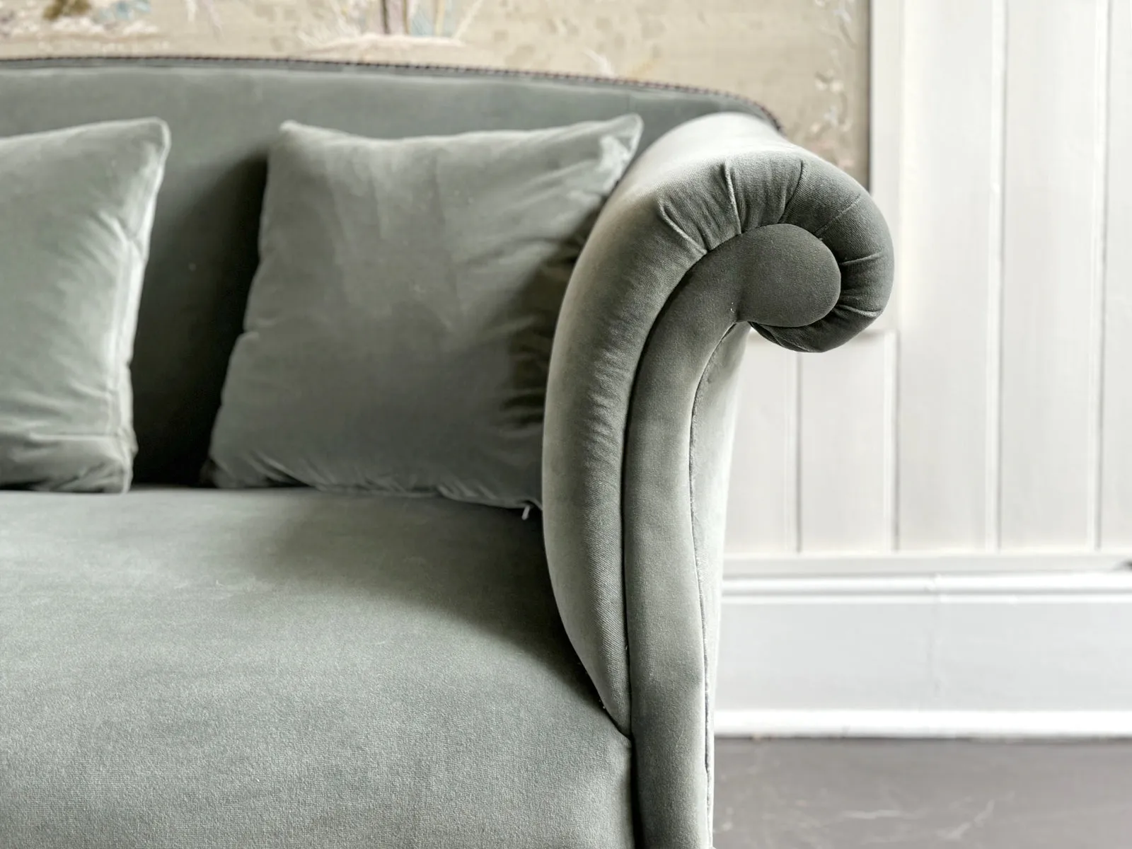 An Elegant 19th C Velvet Sofa in the Late 18th C Style