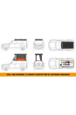 BadAss Tents 110 CONVOY Rooftop Tent for Land Rover 2020-2022 Defender Series with Low mount cross bars