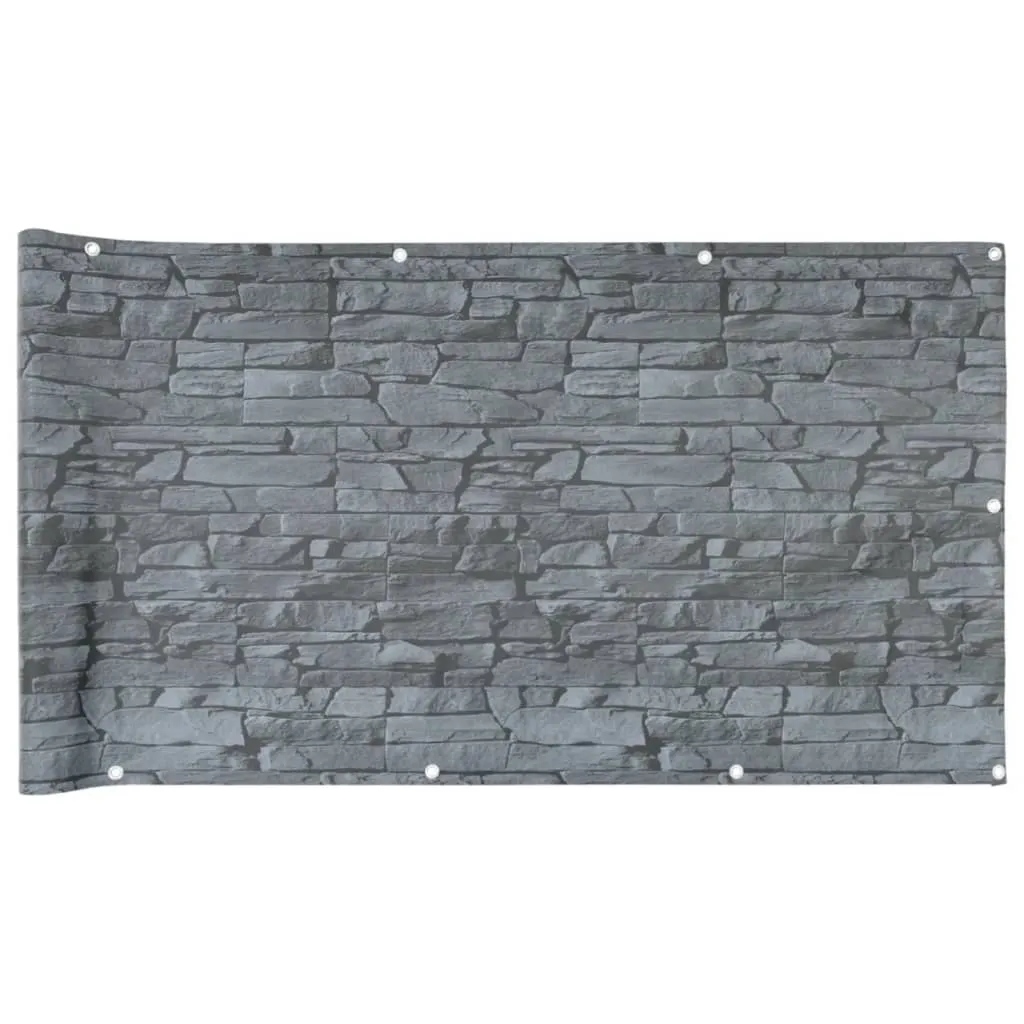 Balcony Privacy Screen Ledge Stone Look Grey 700x90 cm PVC