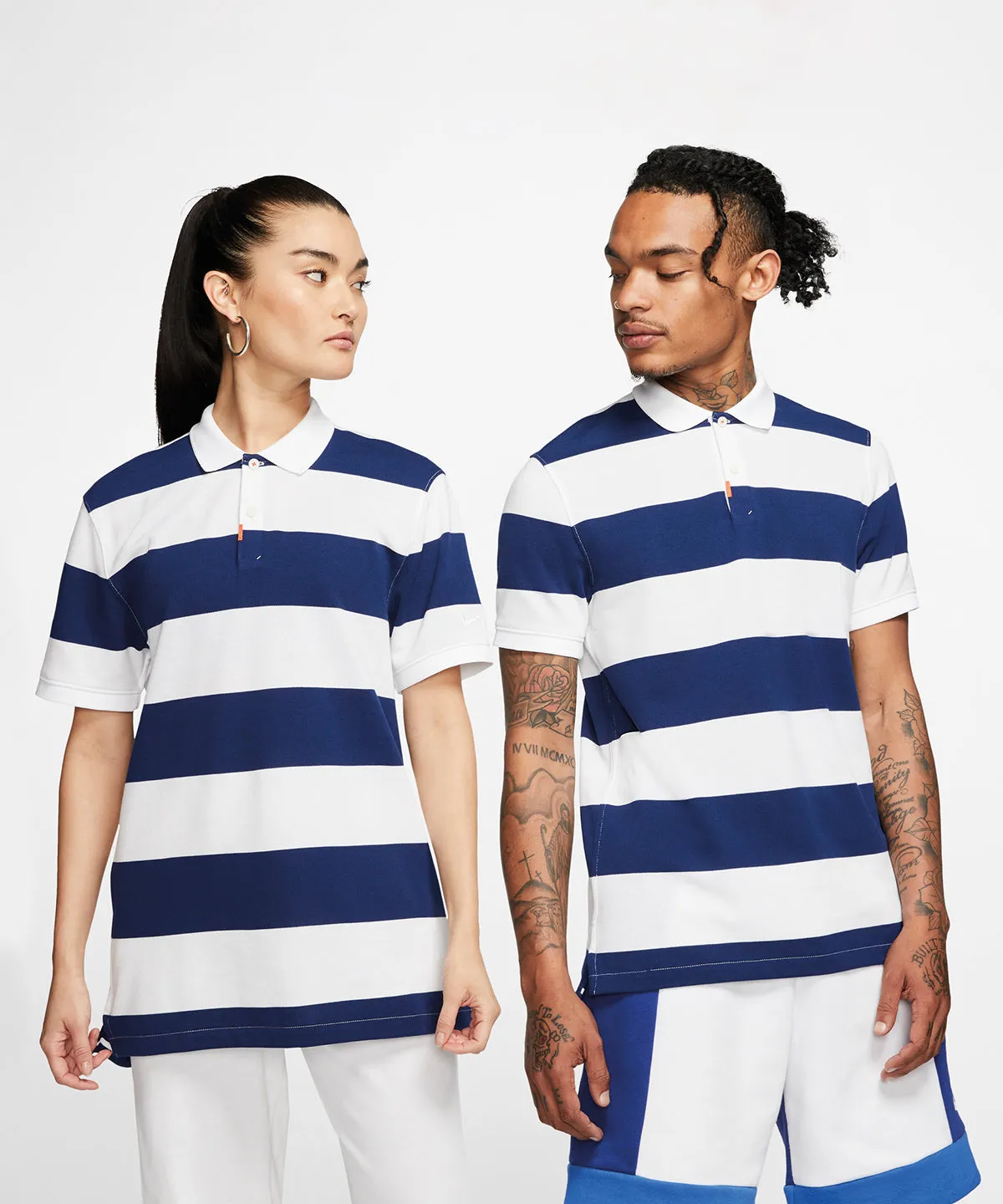 Blue Void/White/White - The Nike polo golf stripe slim