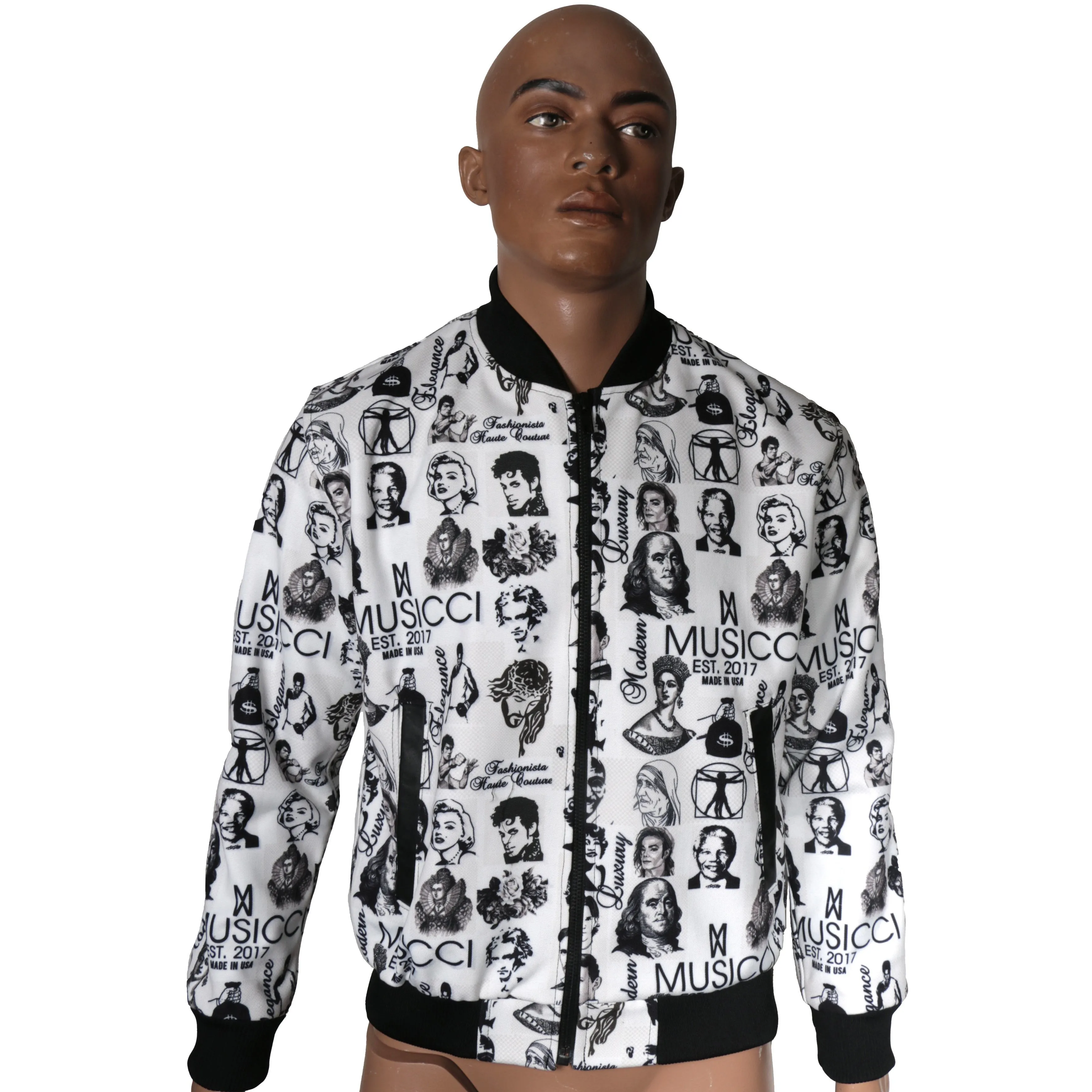 Bomber Jacket with Musicci BW custom prints I