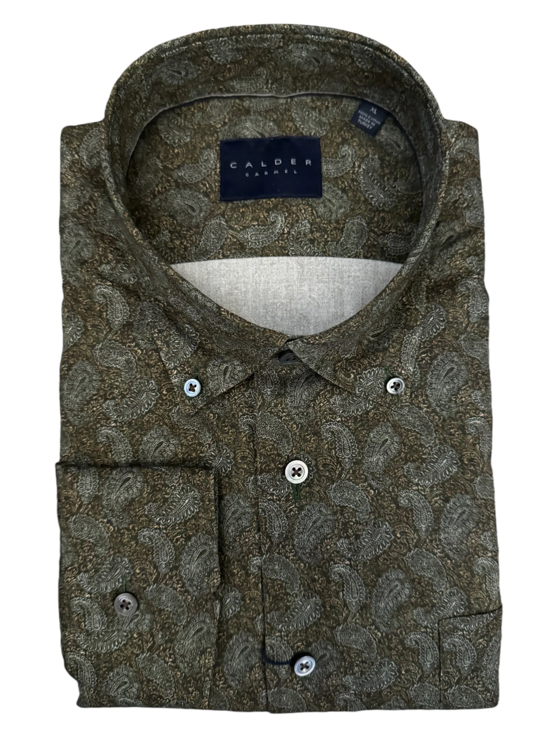 Calder Shirt Luxe Italian Printed Paisley - Cocoa