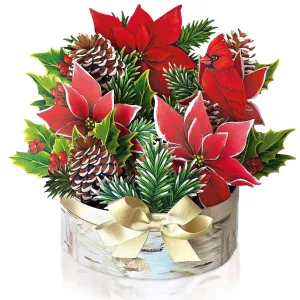 Christmas Pop-Up Card Birch Poinsettia