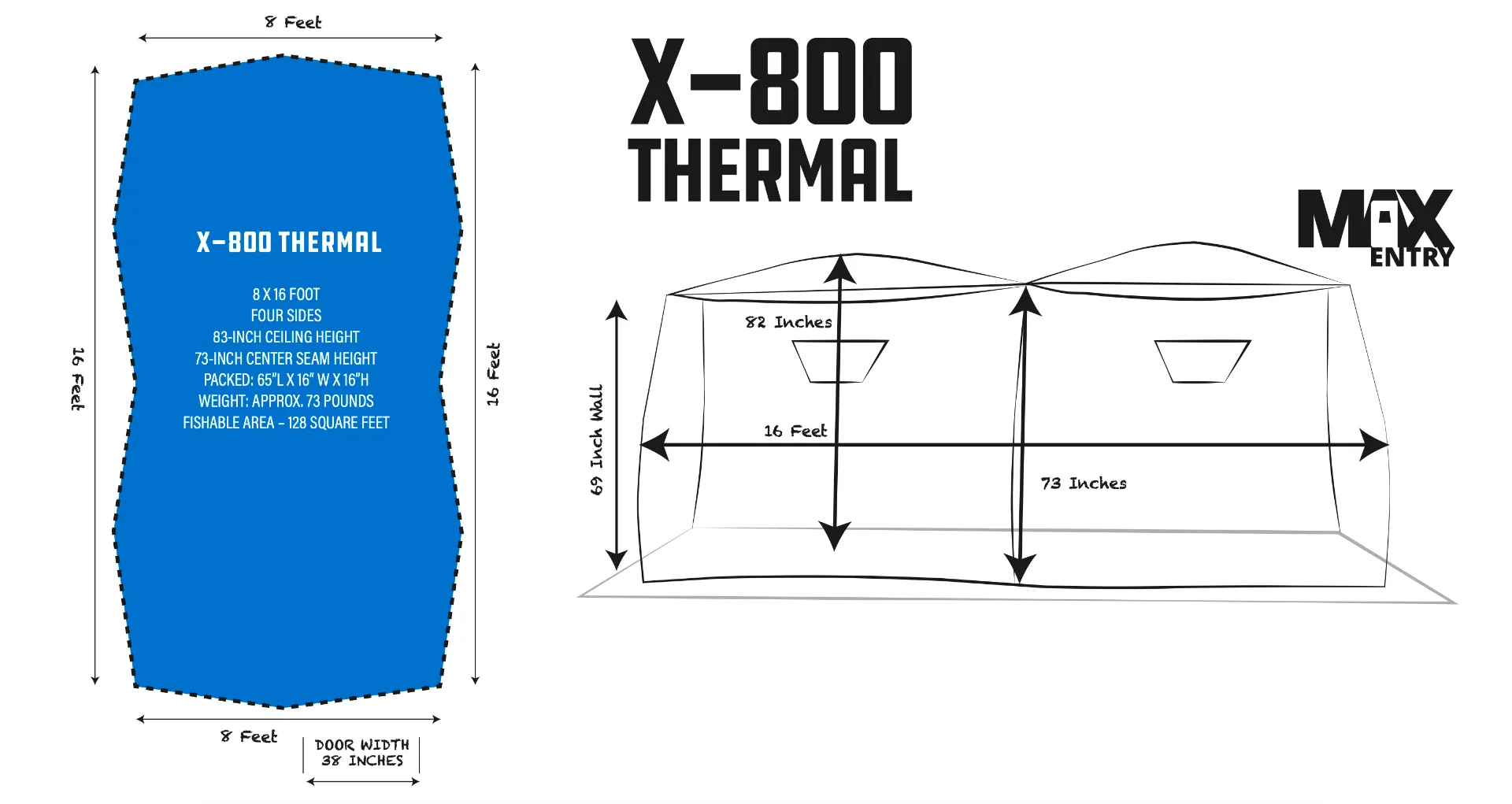 Clam X-800 Thermal - Ice Team 6 Sided Pop-up Hut