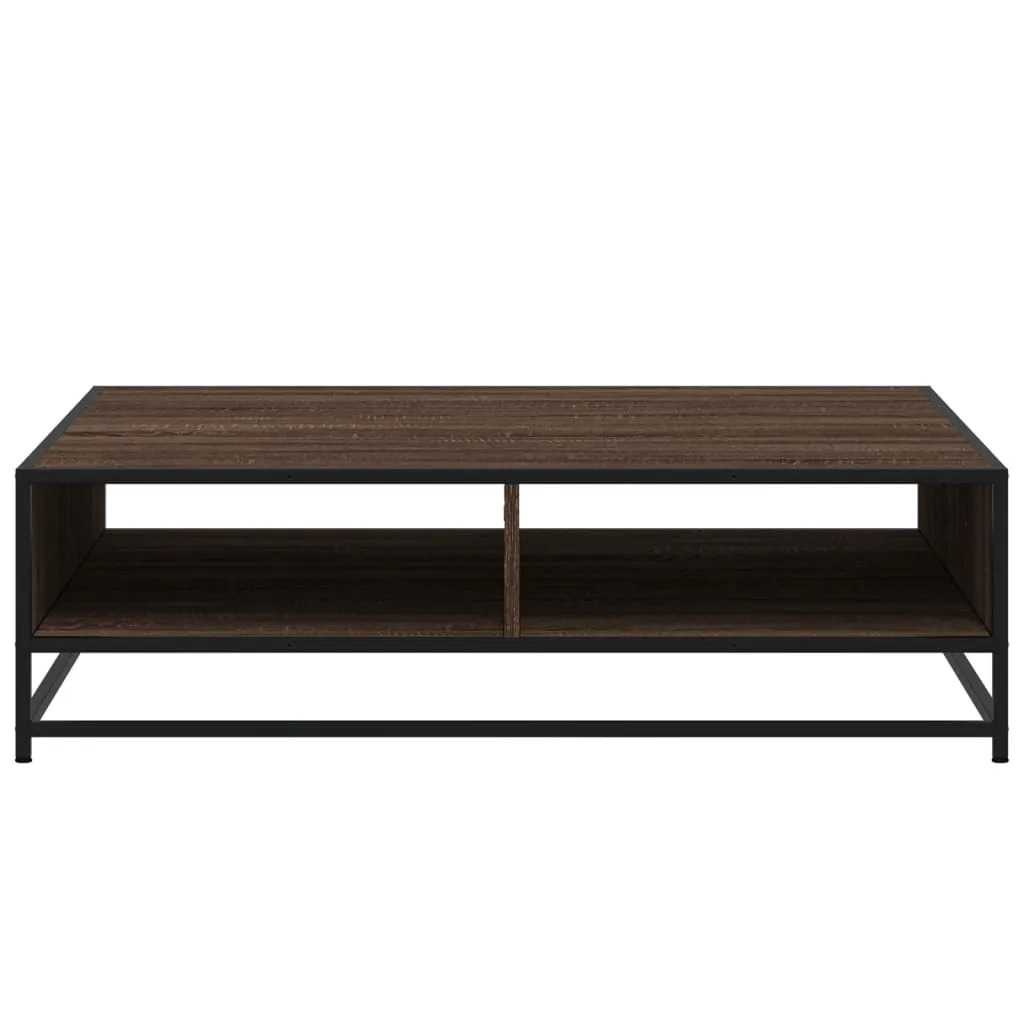 Coffee Table Brown Oak 100x100x30 cm Engineered Wood and Metal