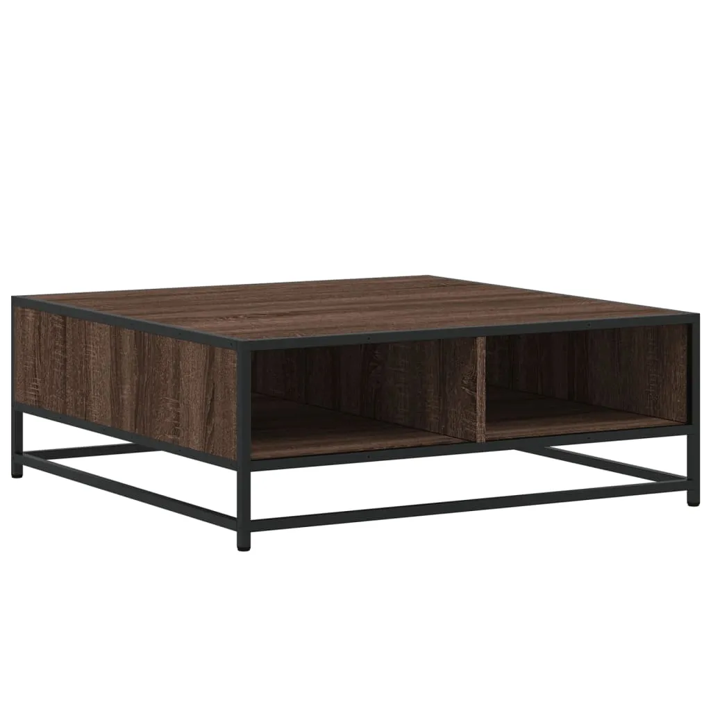 Coffee Table Brown Oak 80x80x30 cm Engineered Wood and Metal