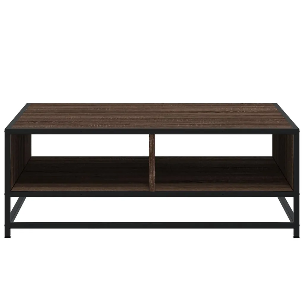 Coffee Table Brown Oak 80x80x30 cm Engineered Wood and Metal