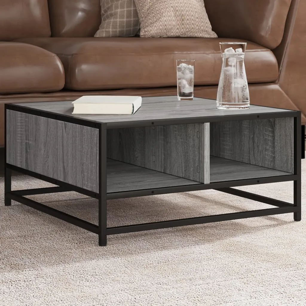 Coffee Table Grey Sonoma 60.5x60.5x30 cm Engineered Wood and Metal