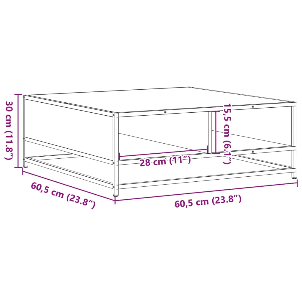 Coffee Table Grey Sonoma 60.5x60.5x30 cm Engineered Wood and Metal