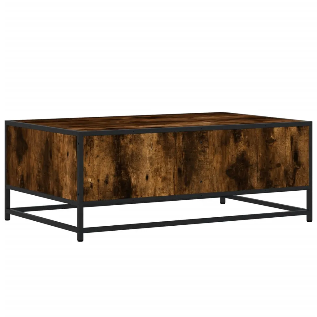 Coffee Table Smoked Oak 90x57x35 cm Engineered Wood and Metal