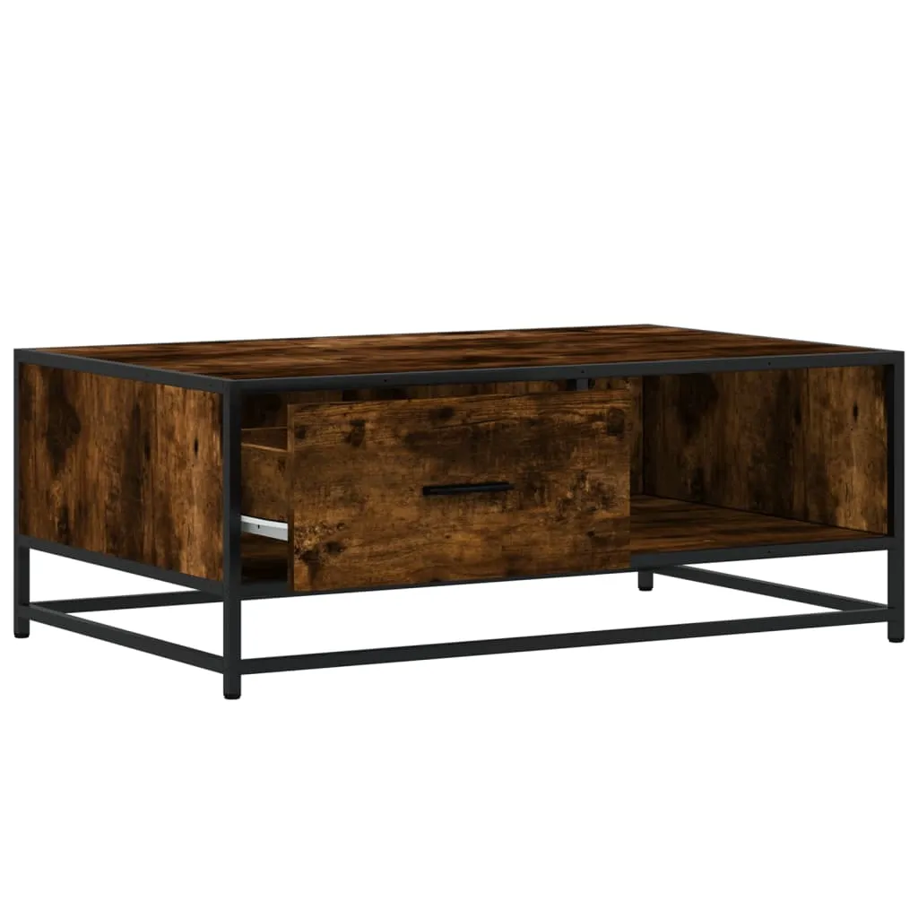 Coffee Table Smoked Oak 90x57x35 cm Engineered Wood and Metal