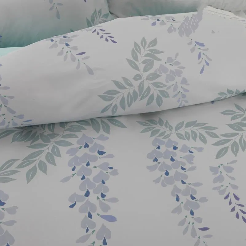 Designer Brocade Leaves Strings Purple Flowers Shallow Color Luxury 4-Piece Cotton Bedding Sets