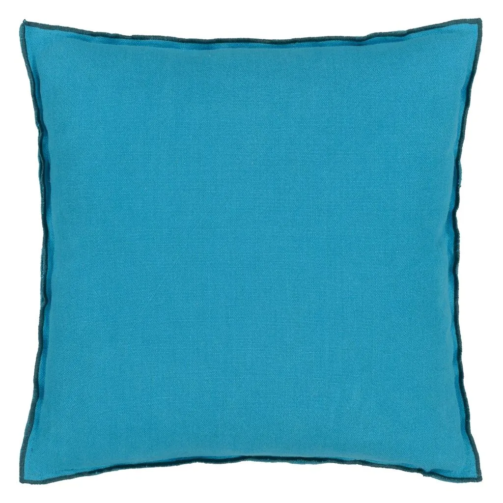 Designers Guild Brera Lino Indian Ocean & Teal Linen Decorative Pillow