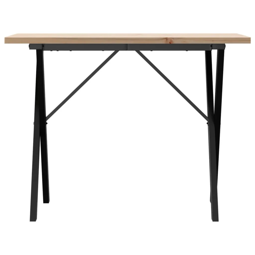 Dining Table X-Frame 100x50x75.5 cm Solid Wood Pine and Steel