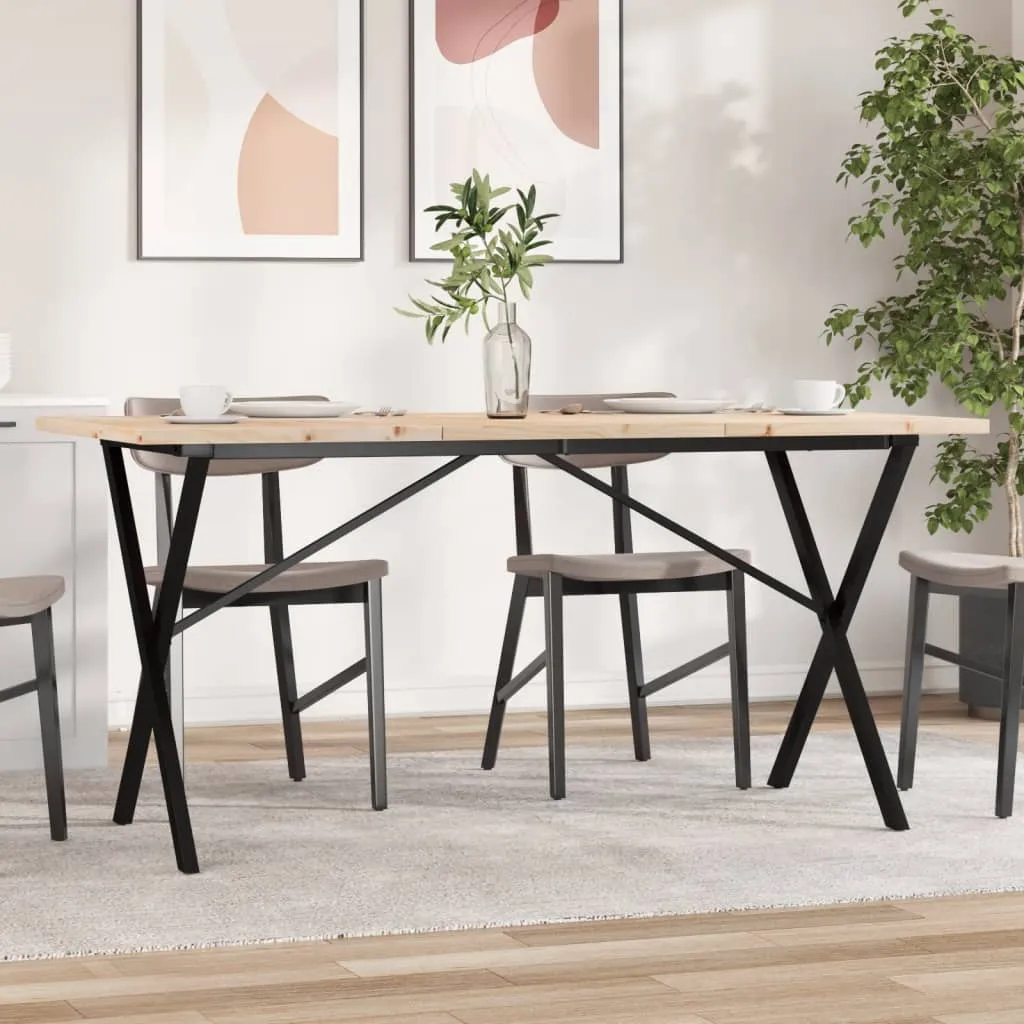 Dining Table X-Frame 140x80x75.5 cm Solid Wood Pine and Steel