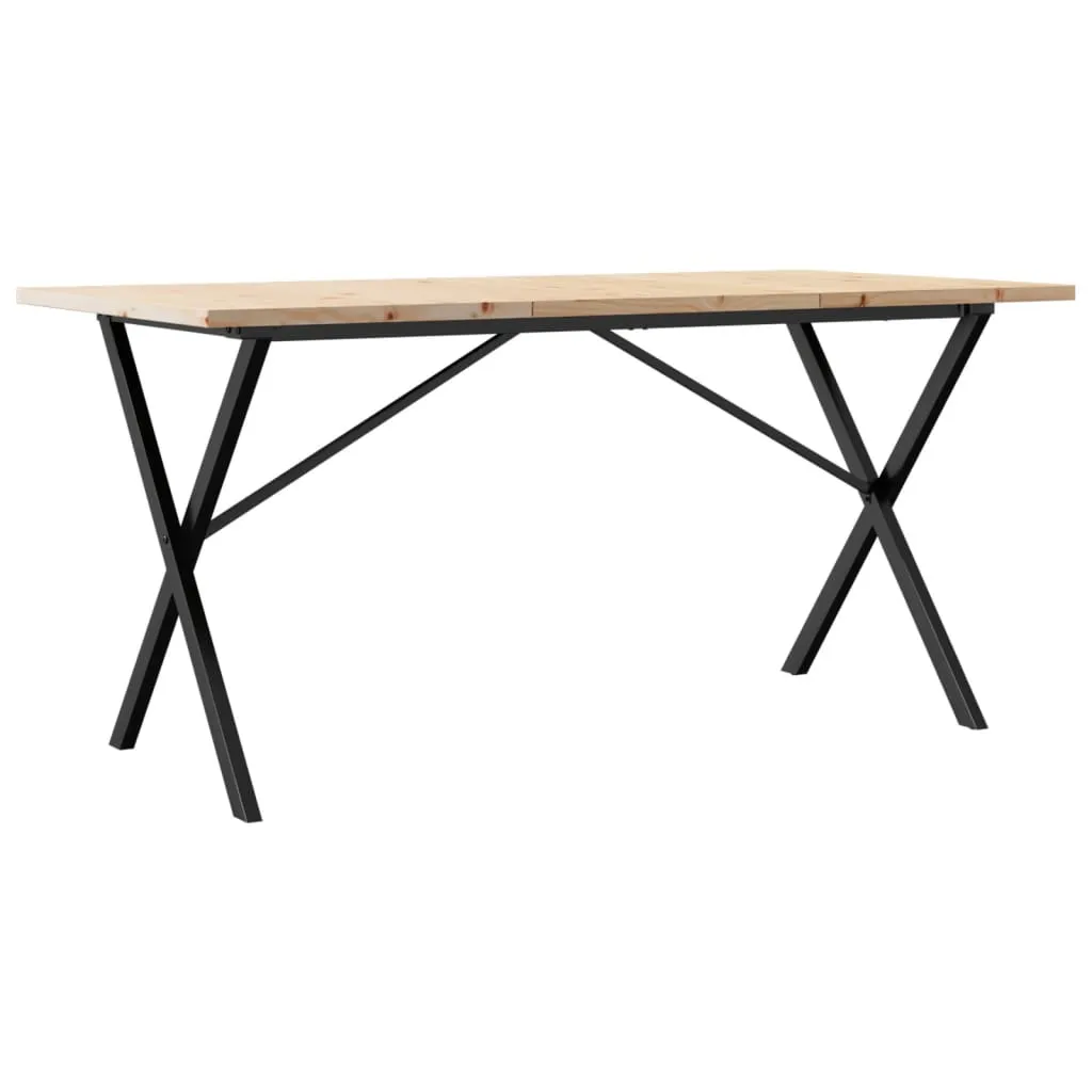 Dining Table X-Frame 140x80x75.5 cm Solid Wood Pine and Steel