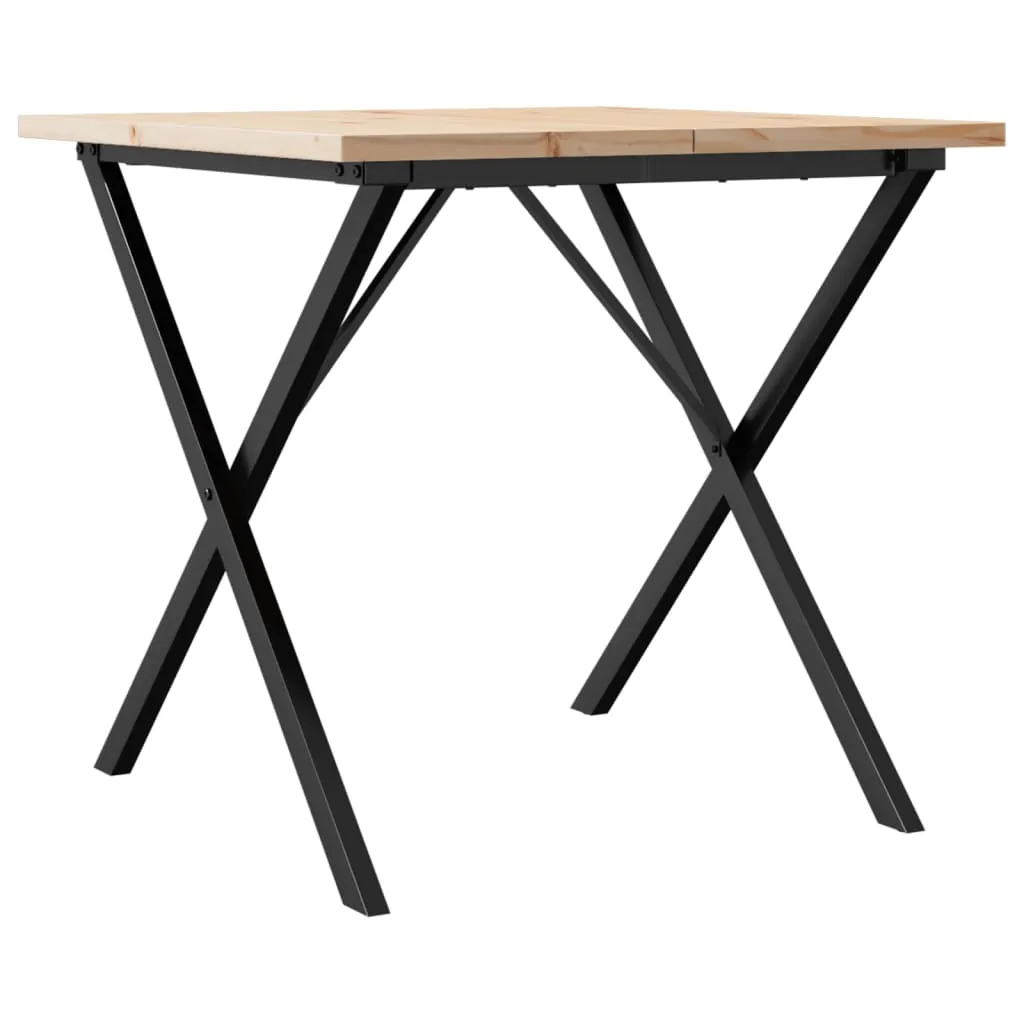 Dining Table X-Frame 80x80x75.5 cm Solid Wood Pine and Cast Iron