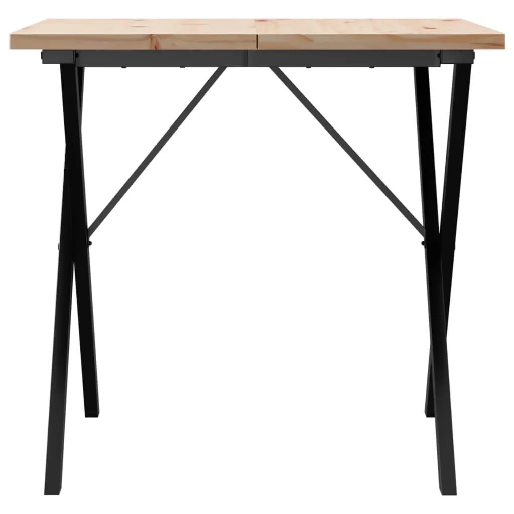 Dining Table X-Frame 80x80x75.5 cm Solid Wood Pine and Cast Iron