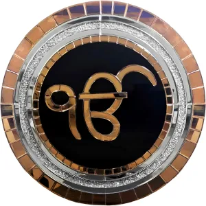 Ek Onkar Mirror Crafts Wall Designer Decoration with Crystal Crush Diamond | Premium Sikh Religious Item 24 in x 24 in x 1.5 in for Living Room/Hotel/Restaurant/Bedroom Wall Decoration | Architect