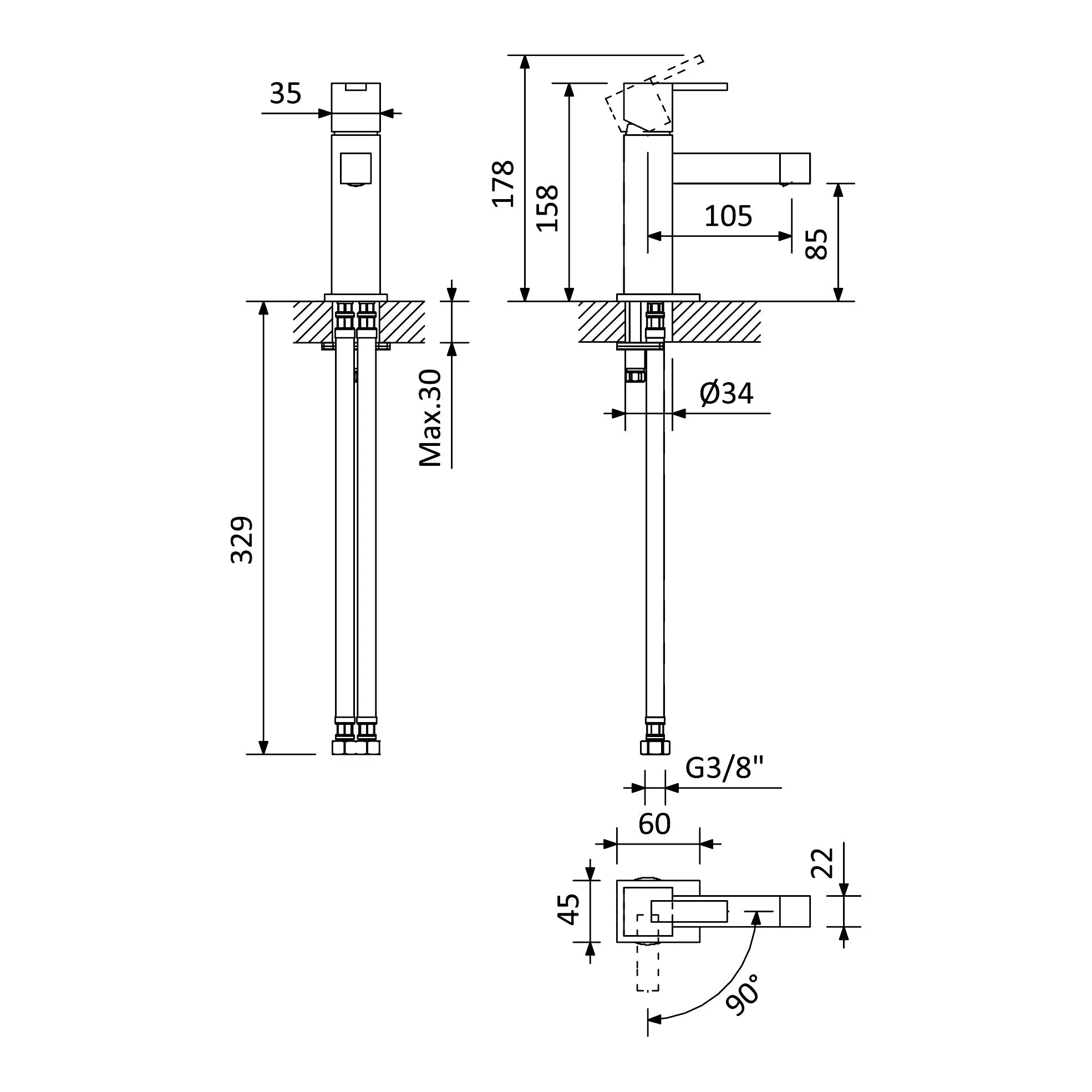 Escudo Single-lever Bidet Mixer tap, chrome