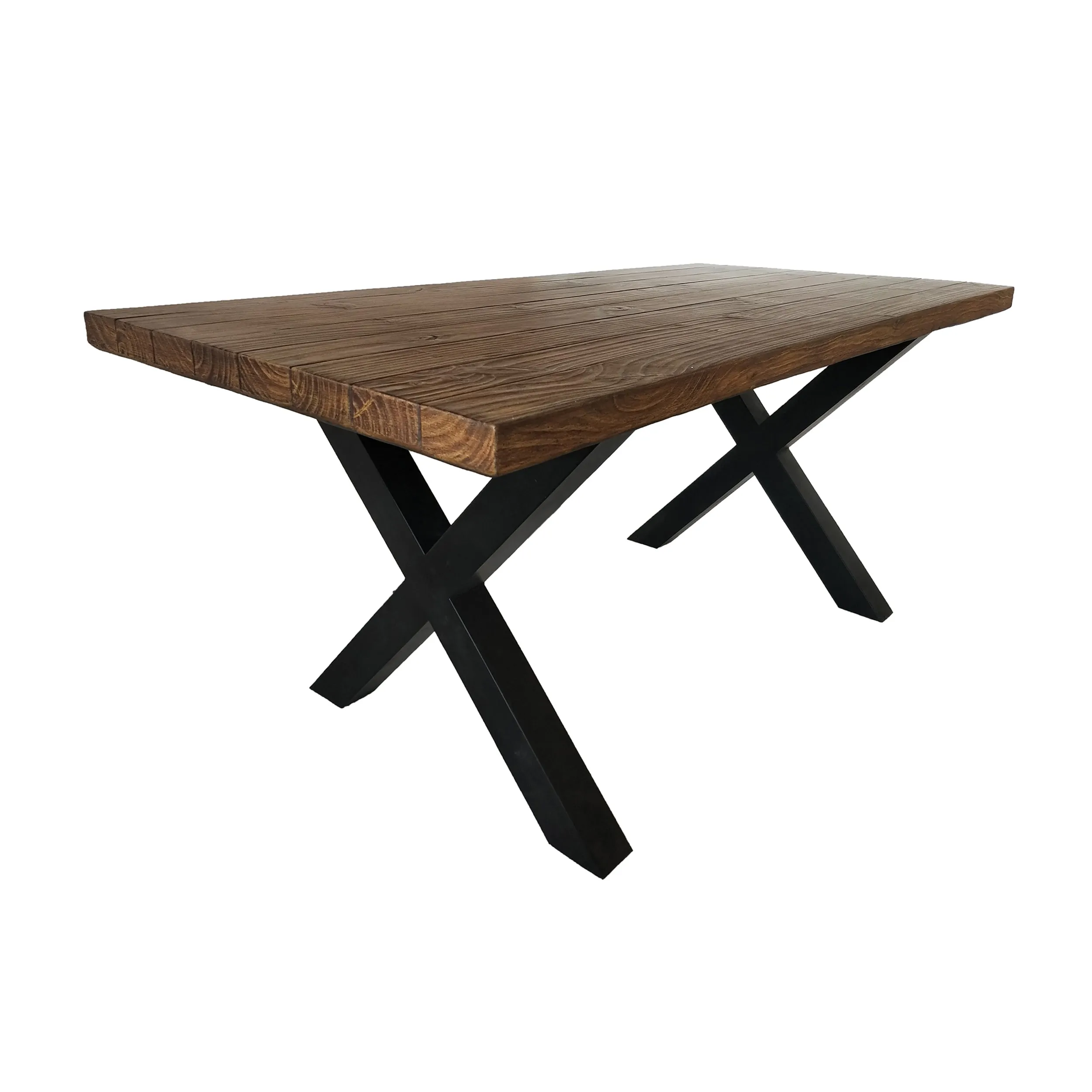 Falah Outdoor Brown Walnut Finish Lightweight Concrete Dining Table