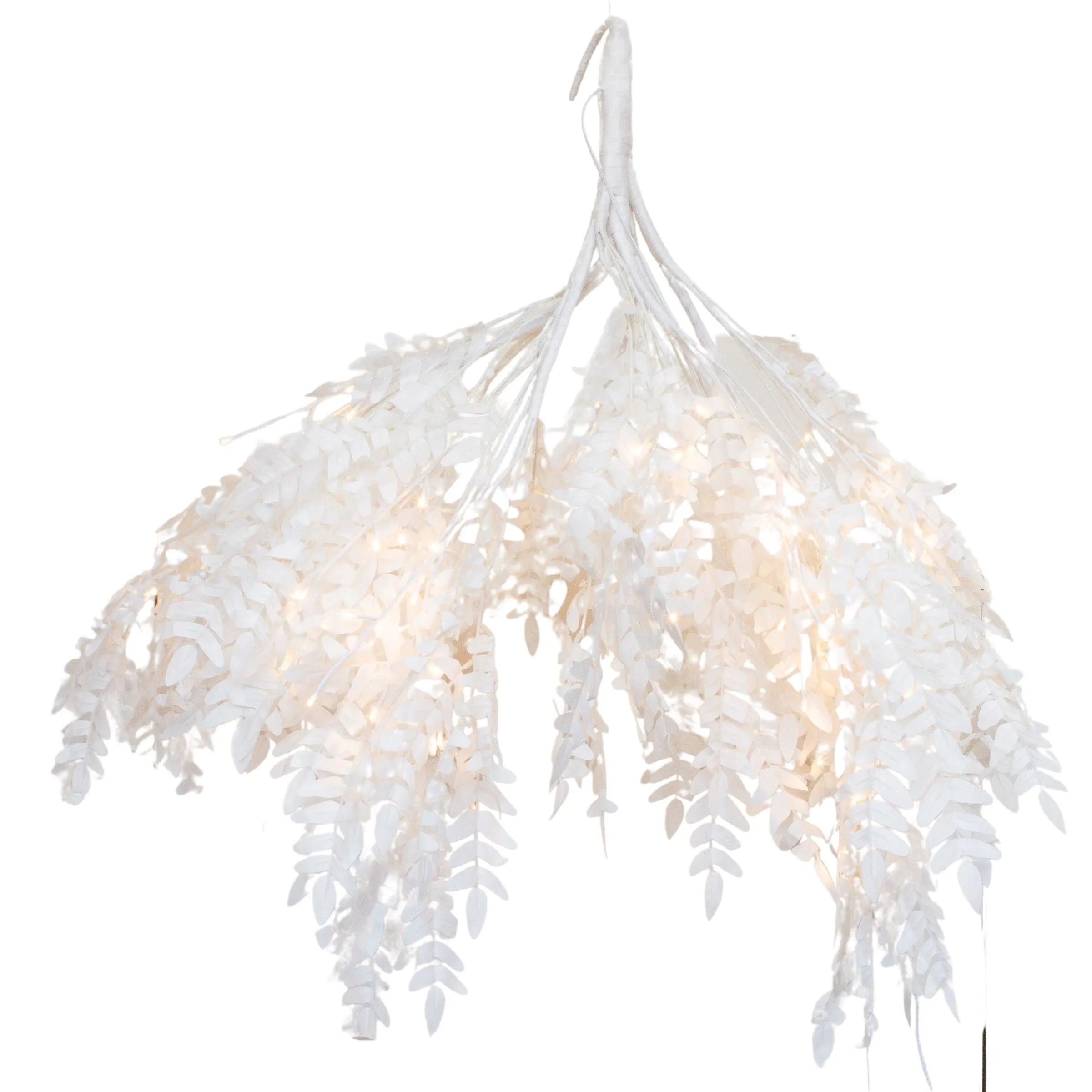 Fern with Lights Hanging Decoration White 120cm