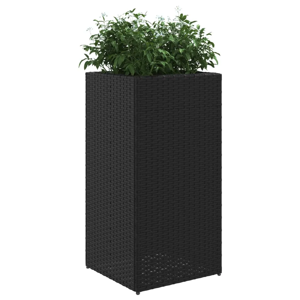 Garden Planters 2 pcs Black 40x40x80 cm Poly Rattan