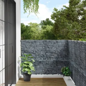 Garden Privacy Screen Ledge Stone Look Grey 500x120 cm PVC