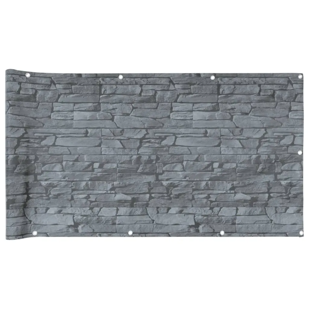 Garden Privacy Screen Ledge Stone Look Grey 500x120 cm PVC