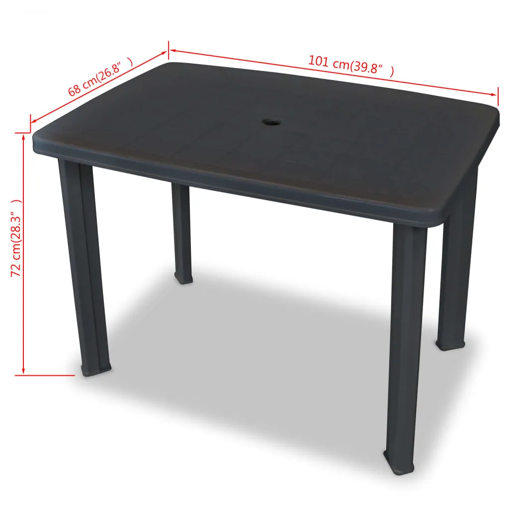 Garden Table Anthracite 101x68x72 cm Plastic