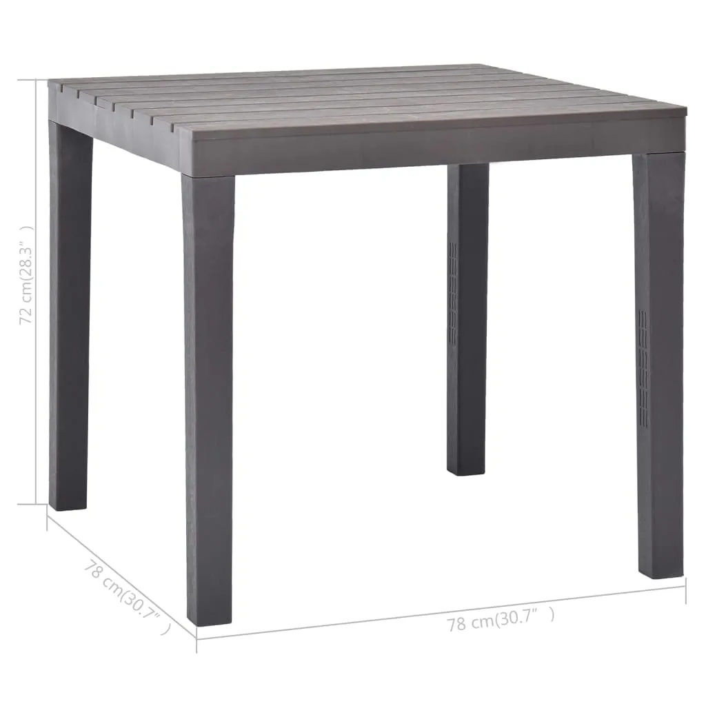 Garden Table Mocca 78x78x72 cm Plastic