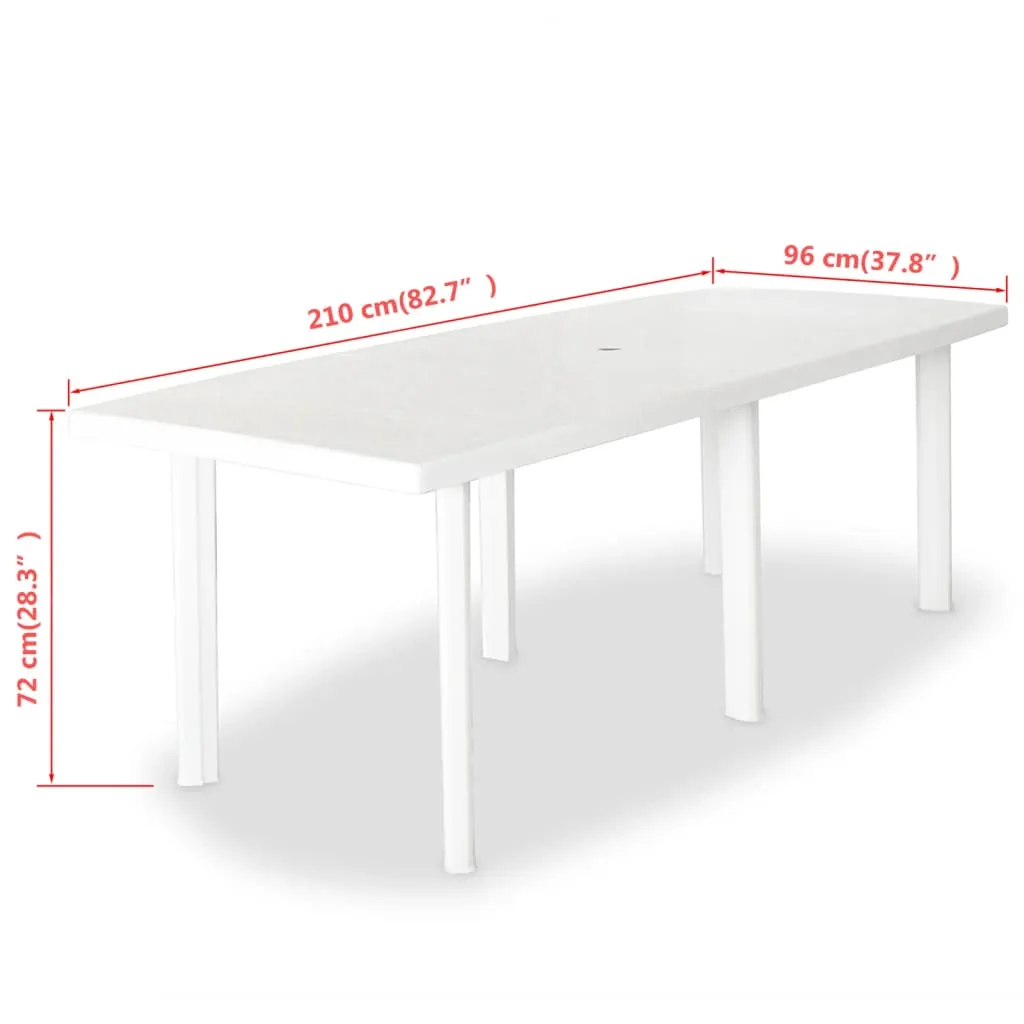 Garden Table White 210x96x72 cm Plastic