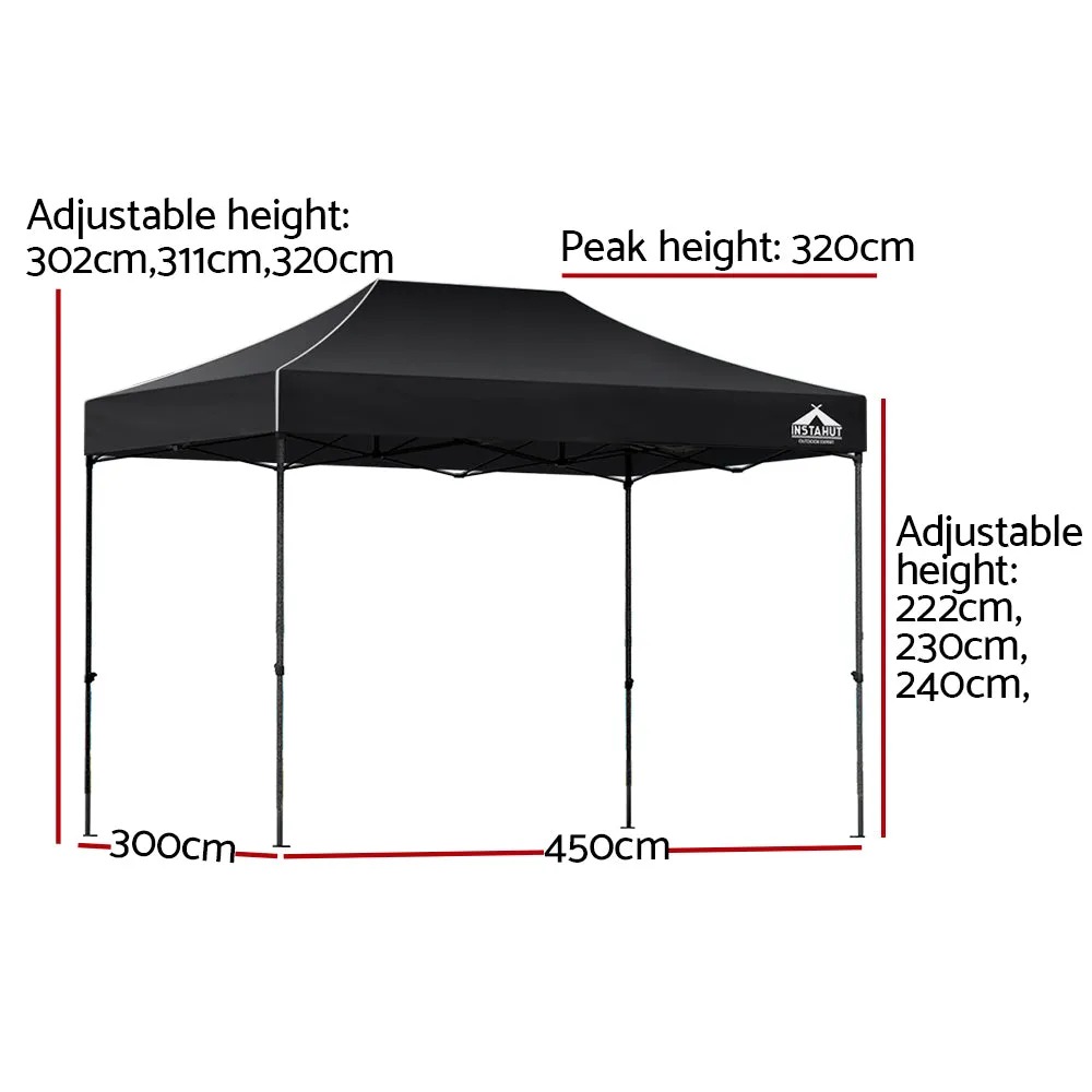 Gazebo Pop Up 3x4.5 -  Black