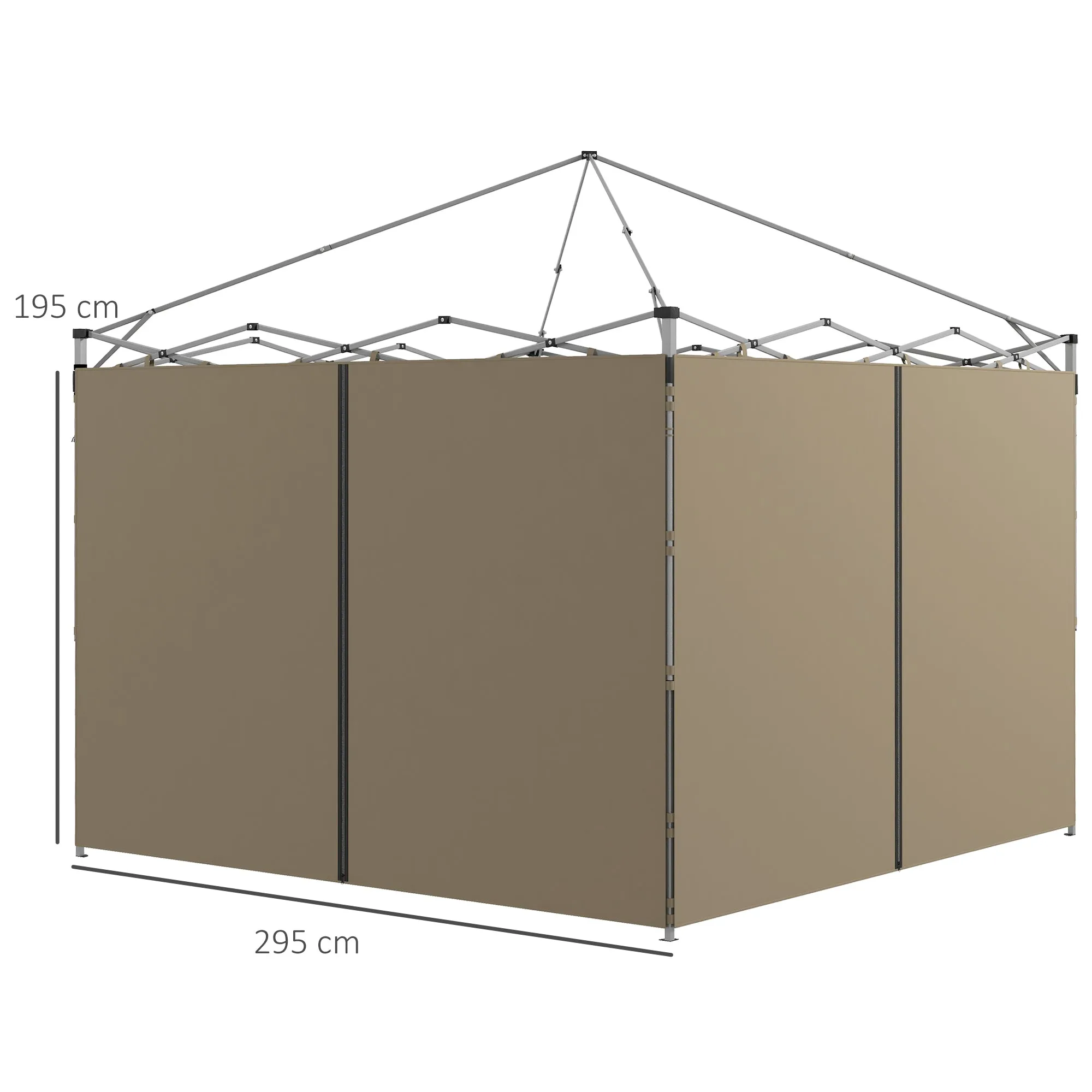 Gazebo Side Panels, 2 Pack Sides Replacement, for 3x3(m) or 3x6m Pop Up Gazebo, with Zipped Doors, Beige