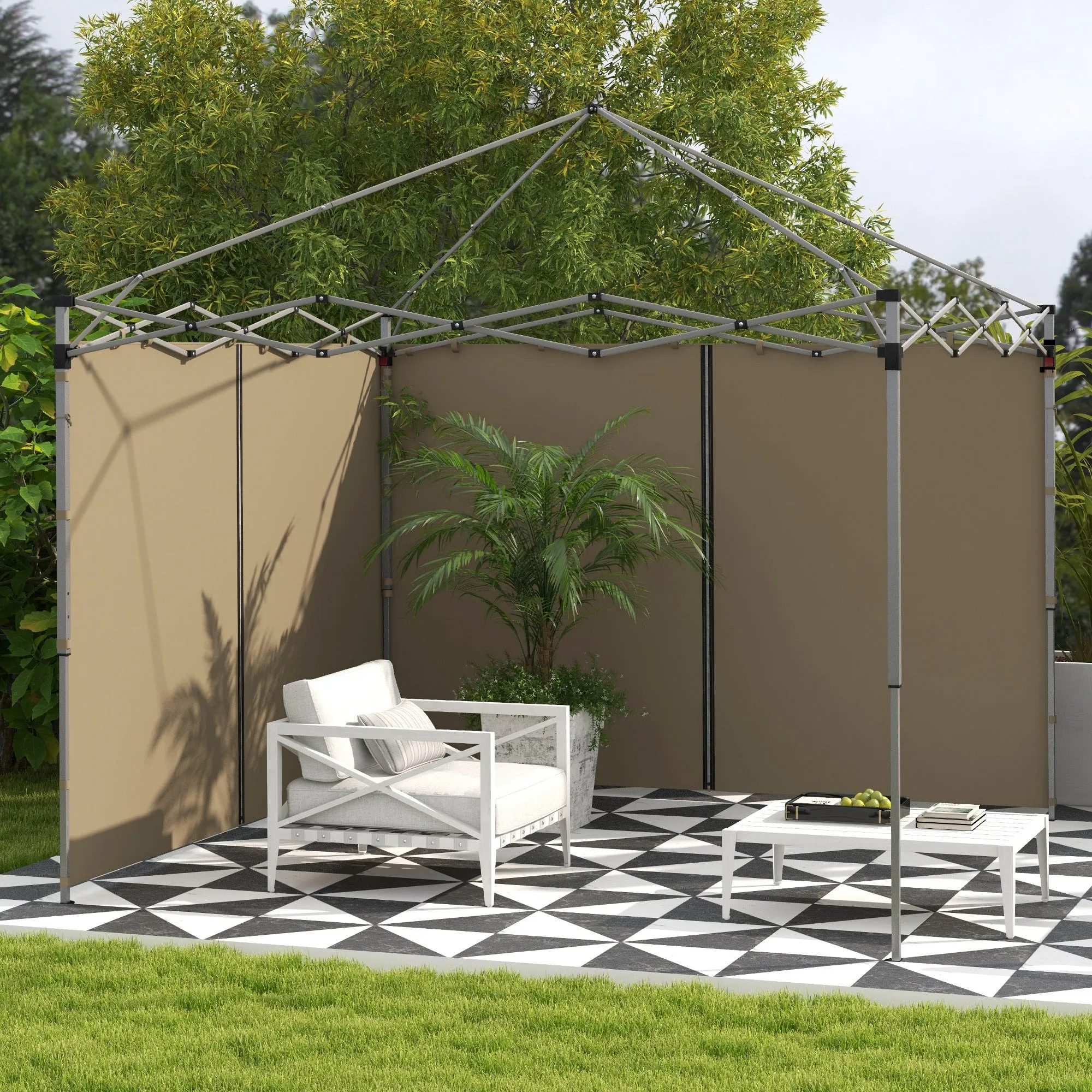 Gazebo Side Panels, 2 Pack Sides Replacement, for 3x3(m) or 3x6m Pop Up Gazebo, with Zipped Doors, Beige