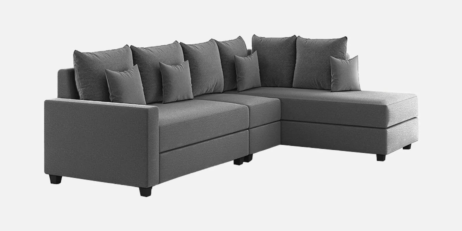 Ginny Fabric LHS Sectional Sofa (3 Lounger) Charcoal Grey Colour