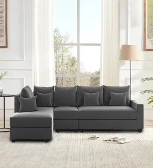 Ginny Fabric RHS Sectional Sofa (3 Lounger) Charcoal Grey Colour