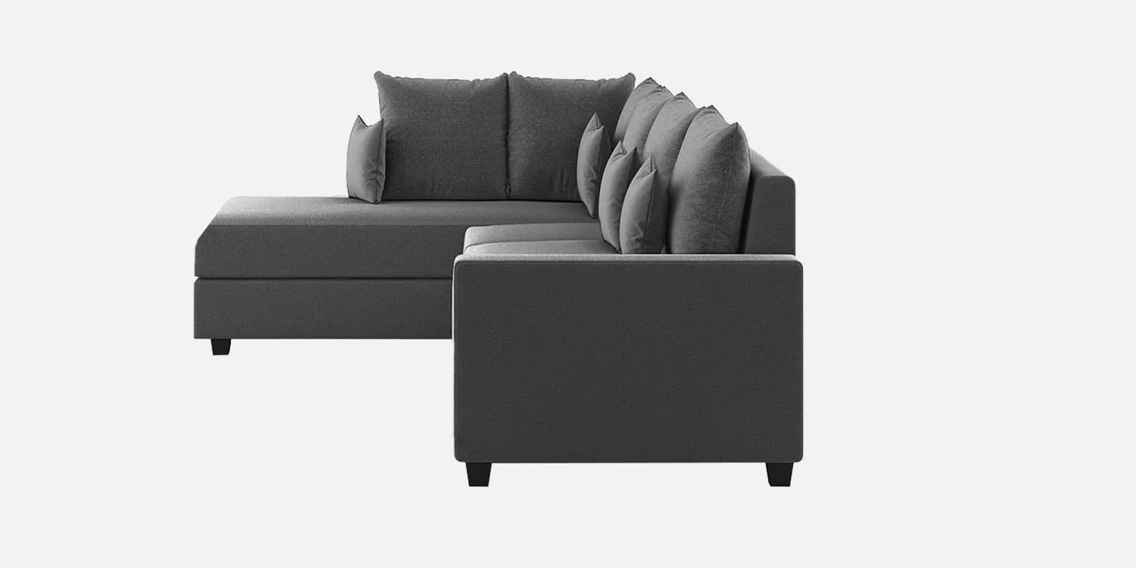 Ginny Fabric RHS Sectional Sofa (3 Lounger) Charcoal Grey Colour