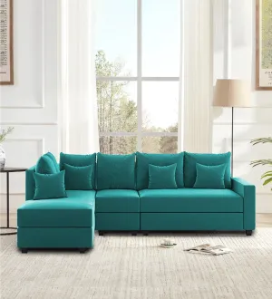 Ginny Fabric RHS Sectional Sofa (3 Lounger) Sea Green Colour