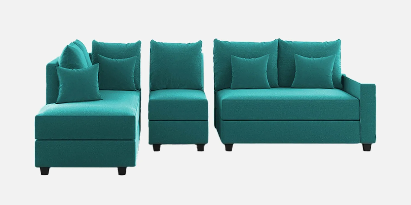 Ginny Fabric RHS Sectional Sofa (3 Lounger) Sea Green Colour